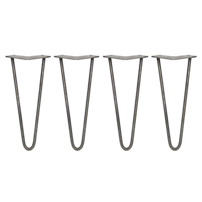 4 x Hairpin Leg 12 Unfinished 2 Prong 10m DIY at B&Q