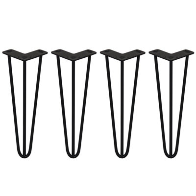 4 x Hairpin Leg - 14 - Black - 3 Prong - 10m