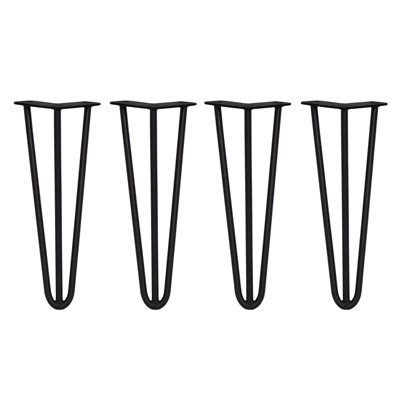 4 x Hairpin Leg 14 Black 3 Prong 12m DIY at B&Q