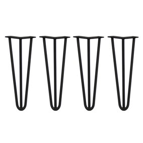 4 x Hairpin Leg - 14 - Black - 3 Prong - 12m