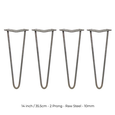 4 x Hairpin Leg - 14 - Unfinished - 2 Prong - 10m