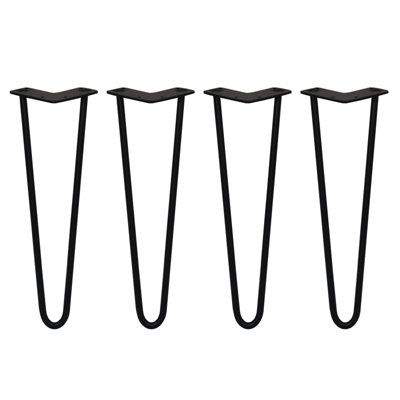 4 x Hairpin Leg - 16 - Black - 2 Prong - 12m