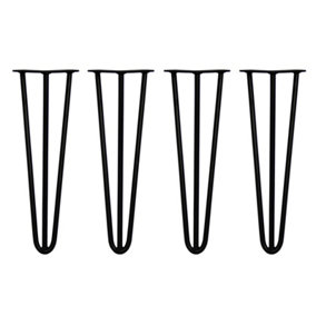 4 x Hairpin Leg - 16 - Black - 3 Prong - 12m