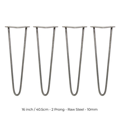 4 x Hairpin Leg - 16 - Unfinished - 2 Prong - 10m
