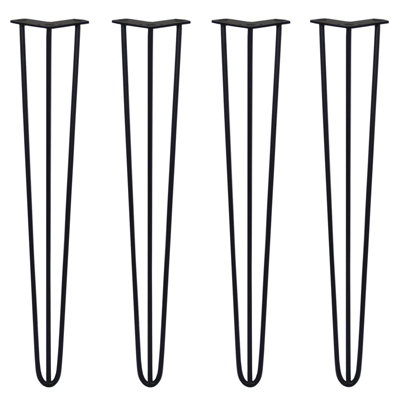 4 x Hairpin Leg 28 Black 3 Prong 10m