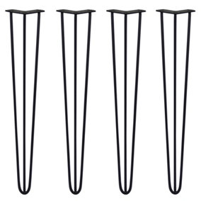4 x Hairpin Leg - 28 - Black - 3 Prong - 10m