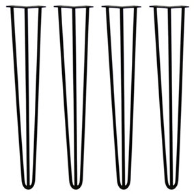 4 x Hairpin Leg - 28 - Black - 3 Prong - 12m