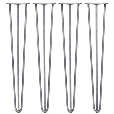4 x Hairpin Leg - 28 - Unfinished - 3 Prong - 12m