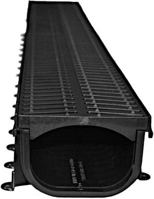 4 x Heavy Duty A15 Easy Flow Storm Drain Shallow Flow Drainage PVC Channel 1m Length Including 2x end blanks & 1x Outlet