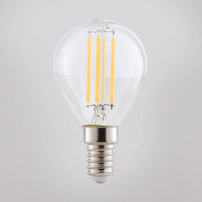 4 x LED Filament Retro-Style Light Bulbs - Energy Saving Bulbs with Warm White Illumination - Mini Globe, Edison E14 Fitting, 4W