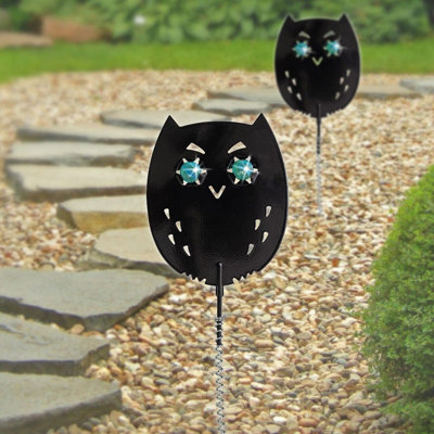 4 x Life-Sized Decoy Owls - Weatherproof Bird, Cat, Rodent & Small Mammal Garden Scaring Device with Realistic Reflective Eyes