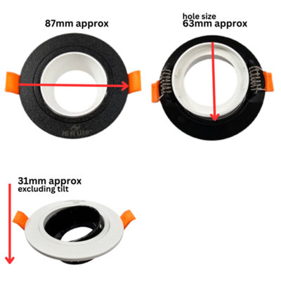 4 x Matt White With black Insert Tilt Downlight Spotlight Recessed ...