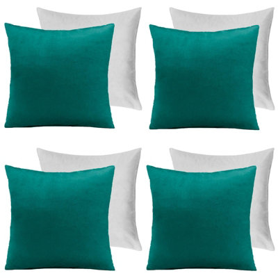 4 x Matte Velvet Filled Cushion Covers Soft Zip