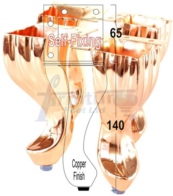 4 x Metal Queen Anne Feet Decorative Furniture Legs 140mm High Rose Gold Copper