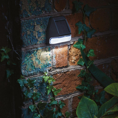 4 x Mini Solar Powered Wall & Fence LED Lights - Outdoor Garden Spotlights for Patio, Decking, Sheds - Each H7 x W7 x D4cm