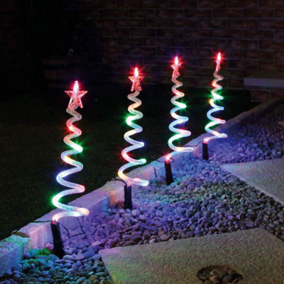 4 X Mini Tree Shaped Decorations Feature 40 LED Spiral Lights - Path ...