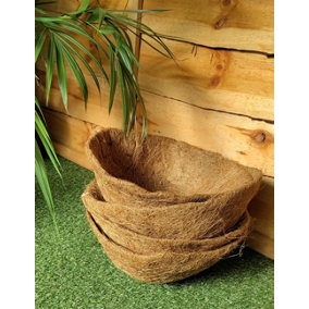 4 x Natural Coco Hanging Basket Liner Cupped Shaped Coco Liner for a 10 Inch Basket