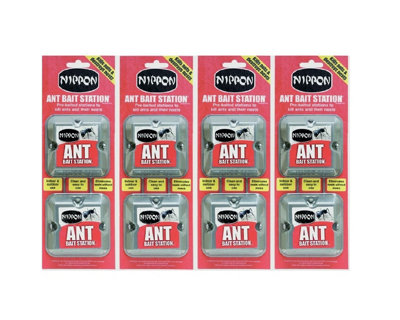 4 x Nippon Ant Nest Bait Station Twin Pack Ant Nest Killer Liquid Insecticide Bait