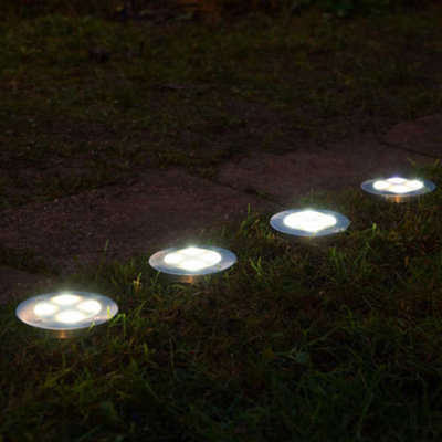 4 x Noma Super Bright Solar Decking Path Border Entrance Up Spot Lights