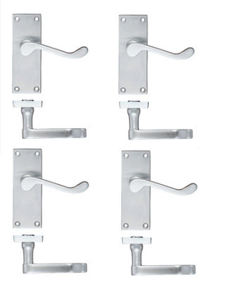 4 x Pairs of Victorian Scroll Satin Brushed Chrome Lever Latch Door Handles 120mm Long - Golden Grace