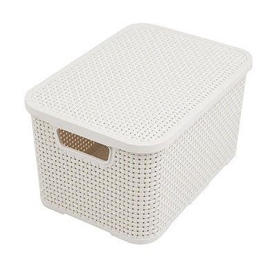 4 x Rattan Effect Cream Home Office Laundry Storage Baskets - 3