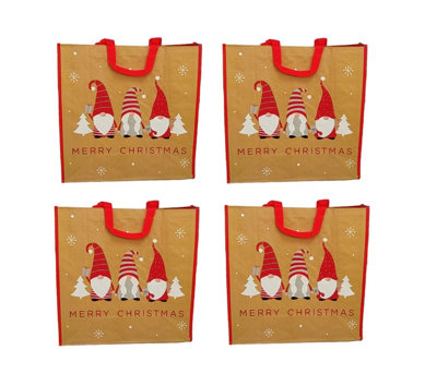 4 x Reusable Christmas Tote Gift Bag Cute Gonk Shopping Bag Woven Bag For Life 45cm Price Comparisons | Compare The Build