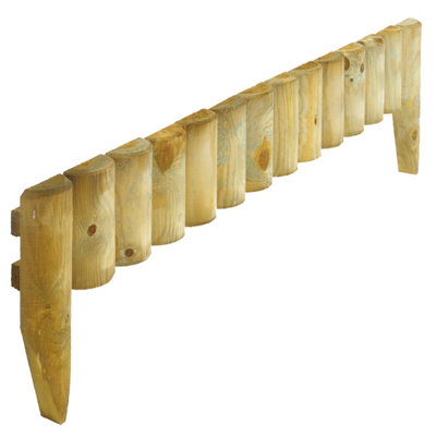 4 x Rowlinson Easy Fix Border Wooden Garden Fence Path Lawn Edging 6 Inch 4m
