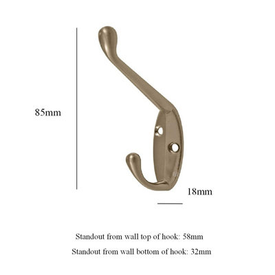 4 x Satin Nickel Metal Double Hat and Coat Hooks, Door & Wall Robe ...