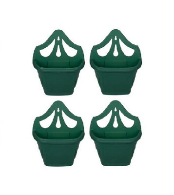 4 x Small 31cm Venetian Wall Planter Basket Garden Pot Plastic Green Colour