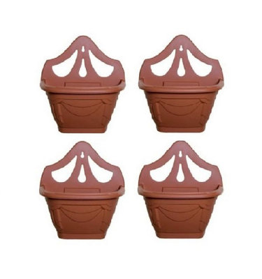 4 x Small 31cm Venetian Wall Planter Basket Garden Pot Plastic Terracotta Colour