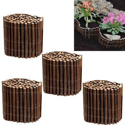 4 x Smart Garden 30cm x 2m Willow Garden Lawn Edging Roll Flexible Border 200cm