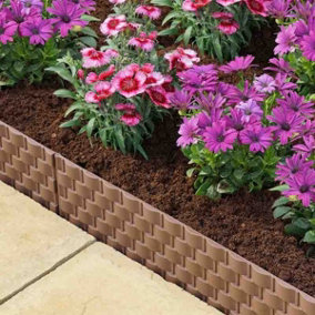 4 x Smart Garden Rattan Effect Picket Fence Path Border Lawn Plant Beds Edging