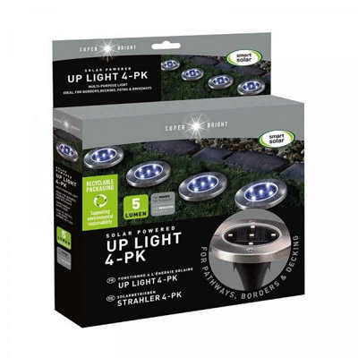 4 x Smart Garden Super Bright Solar Decking Path Border Entrance Up Lights