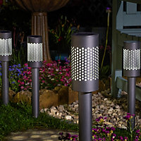 4 x Solar Powered Arc Stake Lights - 10 Lumen Outdoor Garden Lighting with 365 Day Illumination for Patio, Deck, Pathway or Lawn