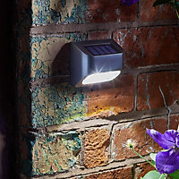 4 x Solar Powered Fence, Wall or Post Lights - 10 Lumen Weather Resistant Outdoor Garden Lighting - Each H7.5 x W9 x D4.5cm