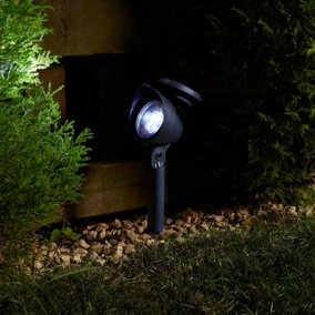 4 x Solar Powered Spotlights - 5 Lumen Bright Outdoor Garden Stake Lights with 3 White LED's Per Light - Each H36.5 x W9 x D15cm