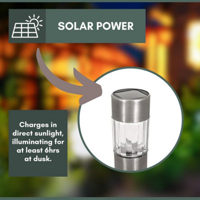 4 x Solar Powered Stainless Steel Garden Lighting LED Garden Stake - 3