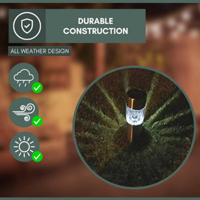 4 x Solar Powered Stainless Steel Garden Lighting LED Garden Stake - 4