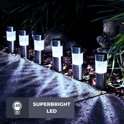 4 x Solar Powered Stainless Steel Garden Lighting LED Garden Stake - 5