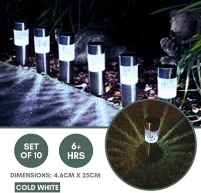 4 x Solar Powered Stainless Steel Garden Lighting LED Garden Stake - 6