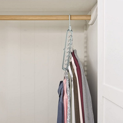 4 x Space Saving Clothes Hangers - Grey Horizontal or Vertical Magic Wardrobe Hanging Hooks for Clothing - Hold Max 5kg