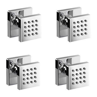 4 x Square Shower Massage Body Jet Sprayers in Chrome