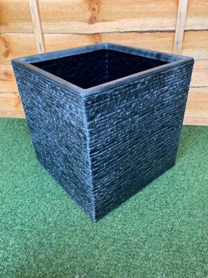 4 x Strata 38cm Brick Effect Square Planter GN687-PEW-ST Grey Planter
