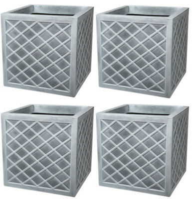 4 x Strata 39cm Lazio Planter GN696-PEW-ST Grey Planter