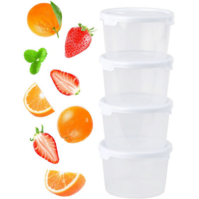 4 x Strong Reusable Plastic Microwave Safe 300ml Round Stackable Food ...