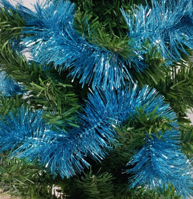 4 x Sugar Blue Christmas Tinsel Garland 2.7M Shiny Christmas Tree ...