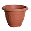 4 x Terracotta Colour Round Venetian Pot Decorative Plastic Garden Flower Planter Pot 33cm