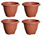 4 x Terracotta Colour Round Venetian Pot Decorative Plastic Garden Flower Planter Pot 43cm