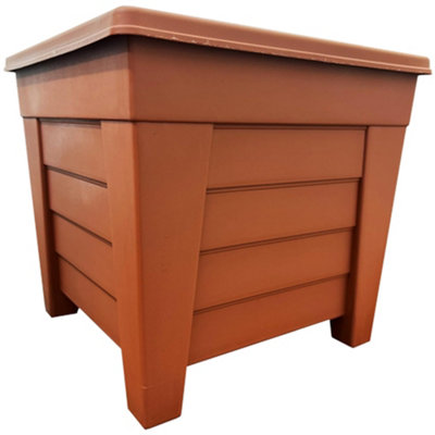 4 x Terracotta Grosvenor Square & 4 x Long Grosvenor Troughs Planter Sets For Home & Garden