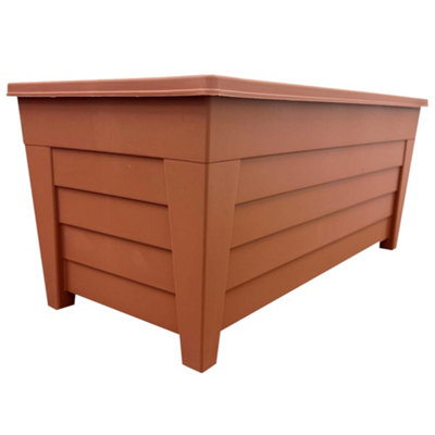 4 x Terracotta Grosvenor Square & 4 x Long Grosvenor Troughs Planter Sets For Home & Garden